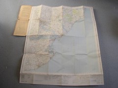 Vtg Ordnance Survey map Cloth Sheet 150 Ipswich Clacton Suffolk 1″=1 mile 1956