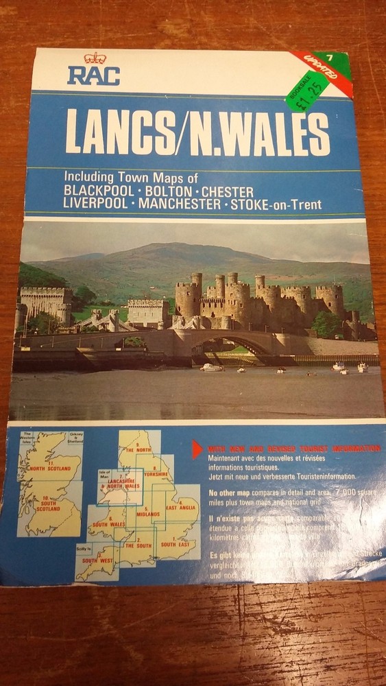 RAC Map Of Lancashire, North Wales