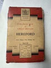 2 x Vintage Ordnance Survey One Inch Maps Hereford & Aldershot 1940 & 1952