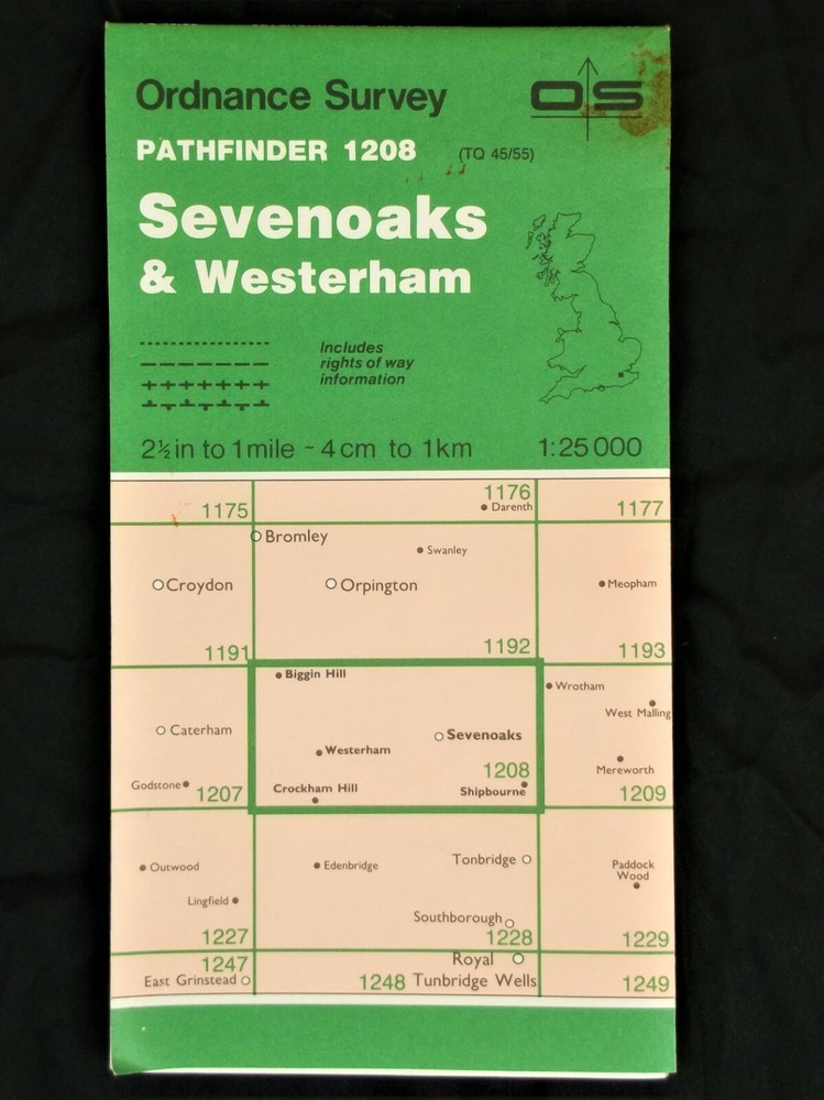 Sevenoaks and Westerham Map Folding Ordnance Survey Pathfinder 1208 (TQ 45/55)