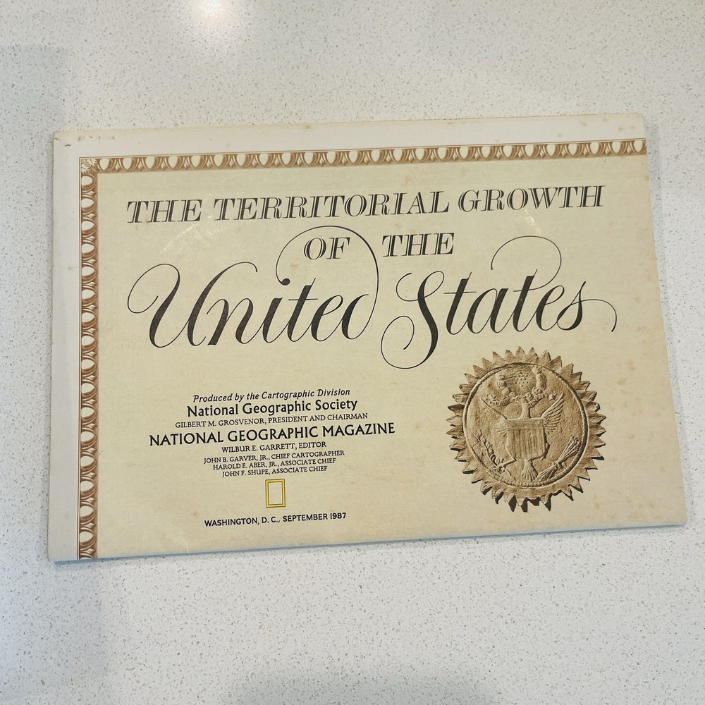 National Geographic Map The Territorial Growth of the United States 1987 Vintage