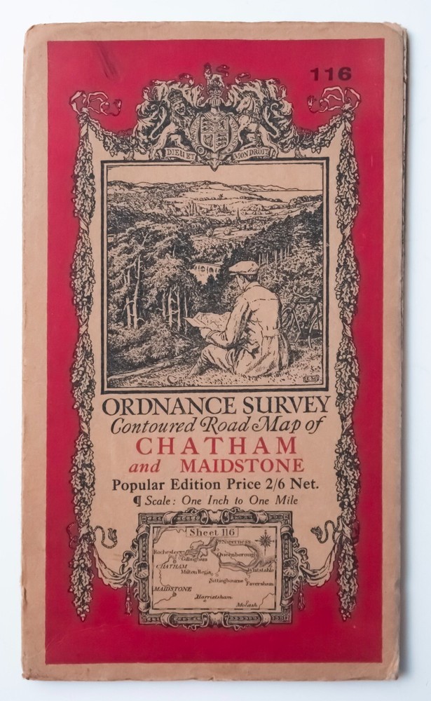 Ordinance Survey Road Map 116 Chatham & Maidstone 1″ to Mile 1931 Cartography