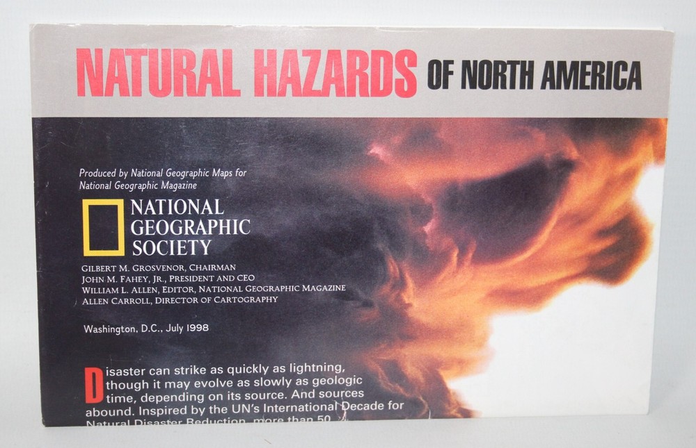 National Geographic Map – Natural Hazards of North America – 1998