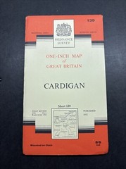 Ordnance Survey Map 7th series Revised 1962 One Inch Mounted On Cloth Cardigan