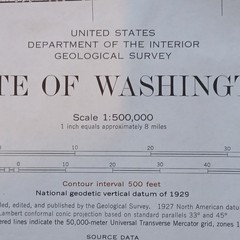 Vintage USA Interior Geological Survey Wall Map Of Washington State 1982