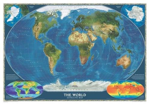 WORLD SATELLITE [LAMINATED] (NATIONAL GEOGRAPHIC REFERENCE **BRAND NEW**