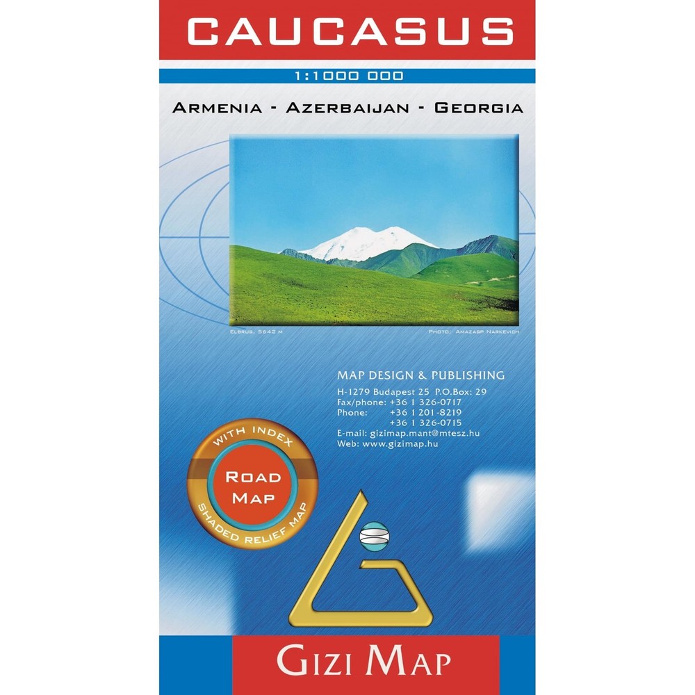 Caucasus: Armenia, Azerbaijan, Georgia Road Map with index