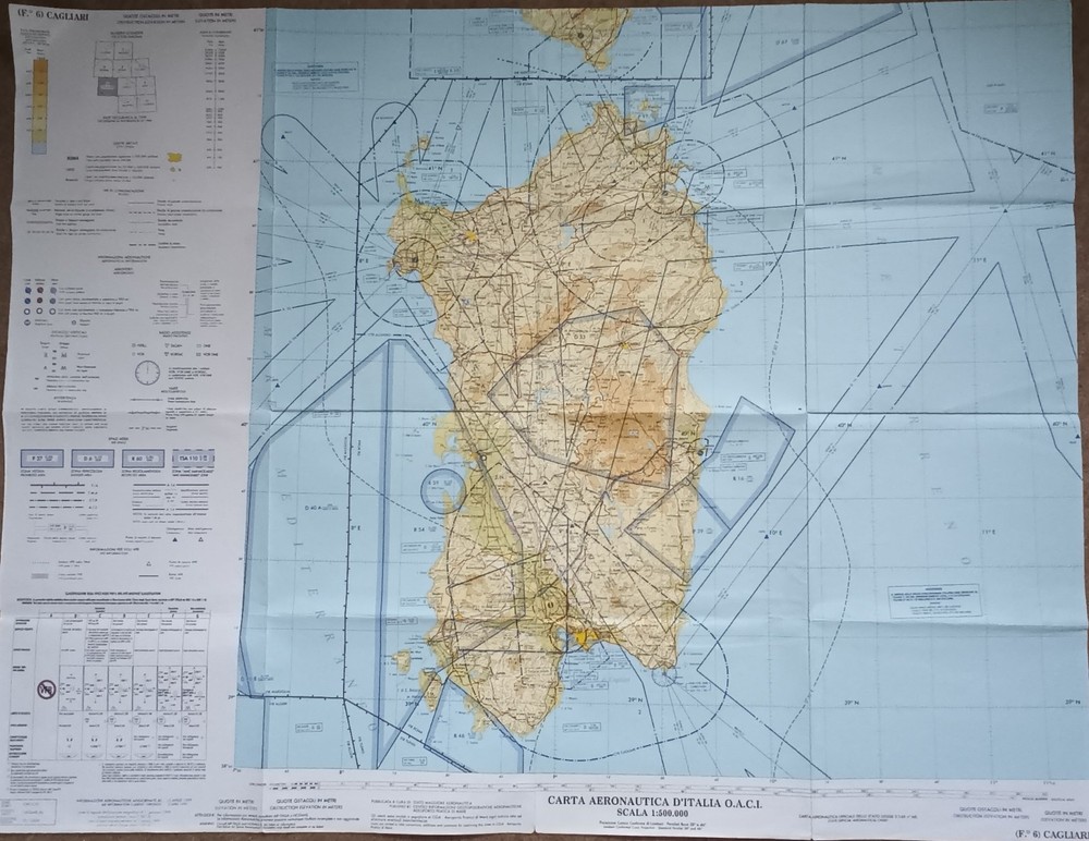 Aeronautical Chart-Sardinia, Italy -Scale 1:500,000-1999 Air, Aero Map, Cagliari
