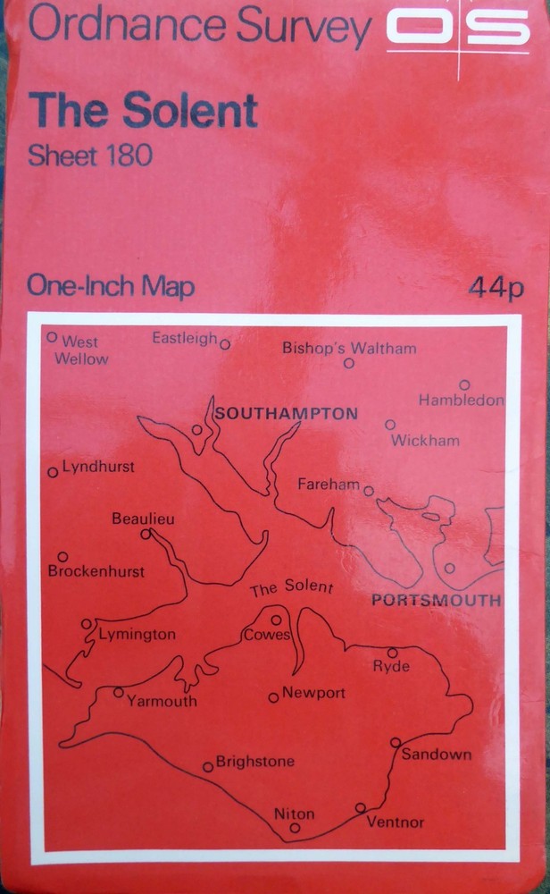 The Solent. Sheet 180. OS one inch Vintage Map. Ordnance Survey.