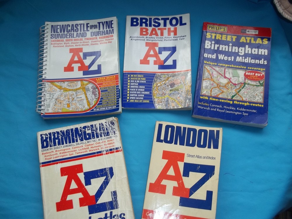 COLLECTION OF A-Z MAP BOOKS LONDON,BRISTOL,BIRMINGHAM,NEWCASTLE UPON TYNE