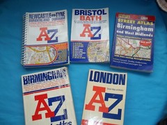 COLLECTION OF A-Z MAP BOOKS LONDON,BRISTOL,BIRMINGHAM,NEWCASTLE UPON TYNE