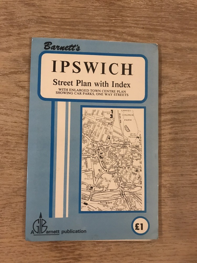 Vintage Ipswich Street Plan With Index – Barnetts