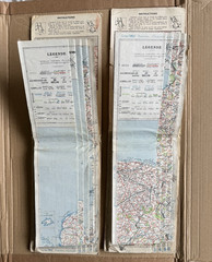 Vintage French Shell Map, No.2 & 3 Carte Regionale BRITTANY / PARIS. Deco Text