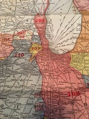 Vintage International Correspondence School Map West Bound Freight Rates