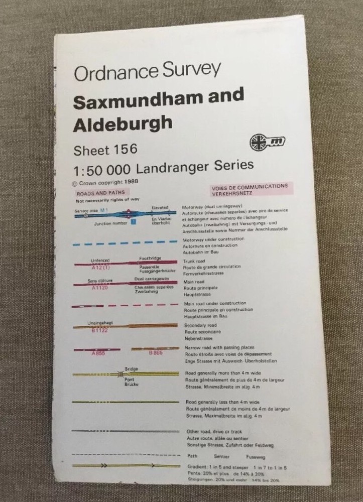 1990 Ordnance Survey Landranger Second Series Map 156 Saxmundham And Aldeburgh