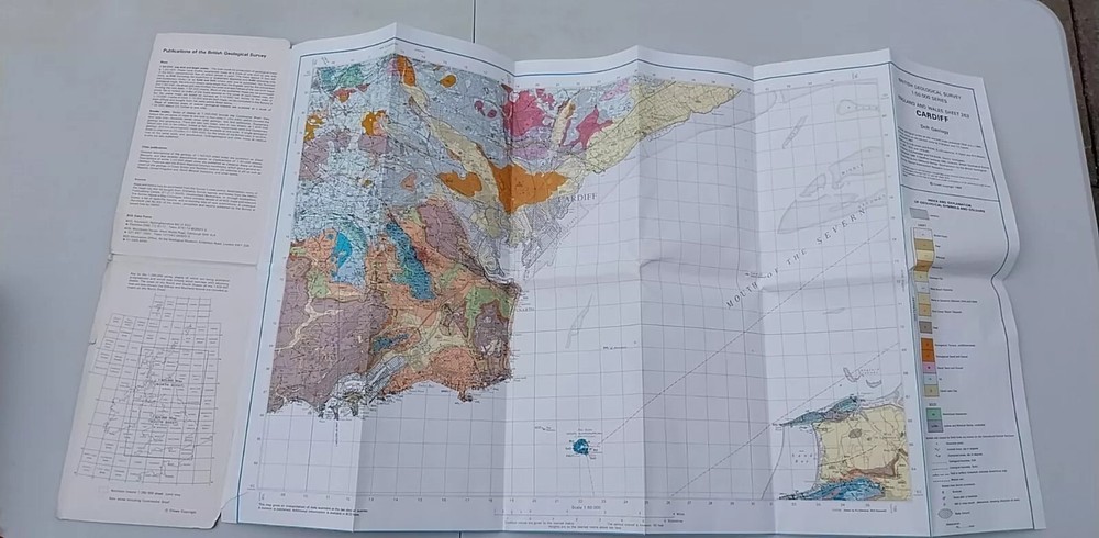 Ordnance Survey Geological Map, Cardiff, Solid & Drift, Folded Map, Sheet 263