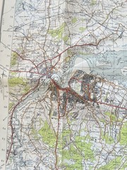 Ordnance Survey Vintage Cloth Map 1952 50s Chatham Maidstone Kent 1” FreePost UK