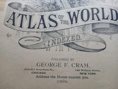 1895 ANTIQUE CRAM’S UNRIVALED FAMILY ATLAS OF THE WORLD IFC AS IS READ