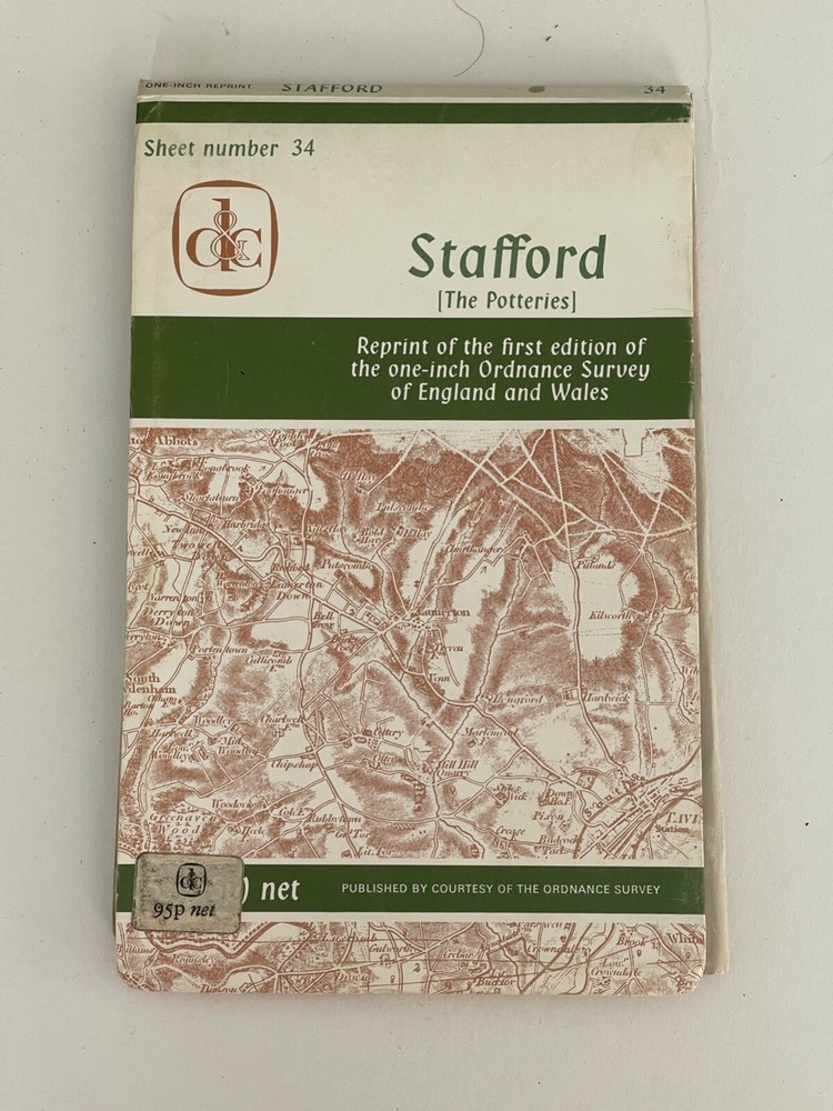 David & Charles, OS Map, 1st Edition one Inch Reprint, Stafford, No 34