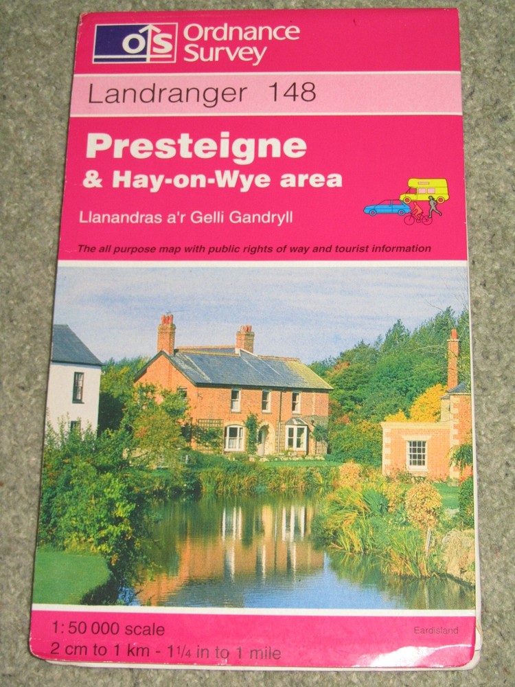 OS Ordnance Survey Landranger Map Sheet 148 Presteigne & Hay on Wye area – 1995