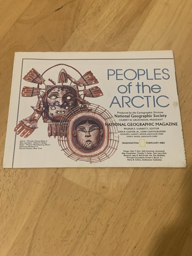 National Geographic 1983 Peoples Of The Artic Inuit Eskimo Culture Map Poster