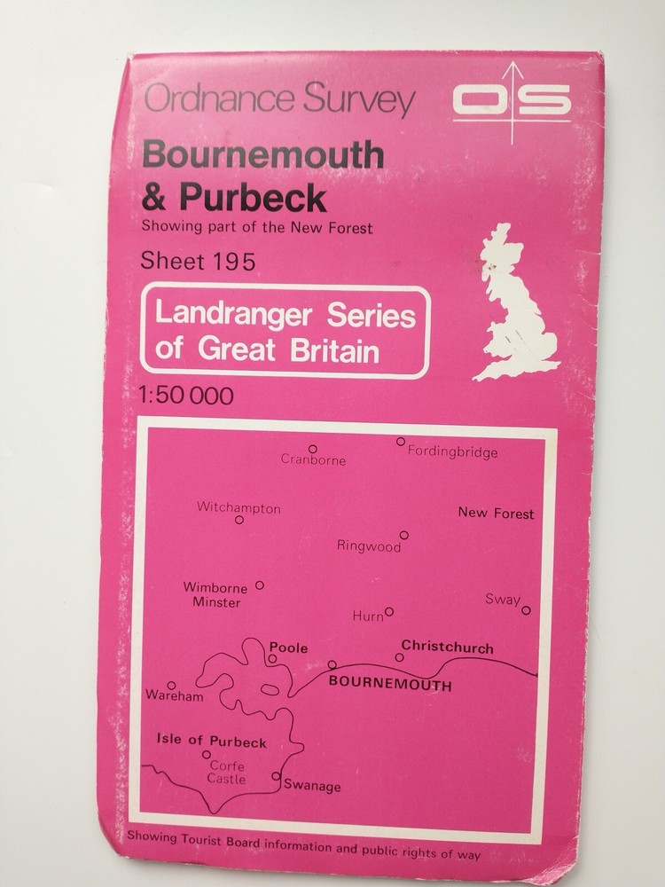 OS 1:50,000 Landranger Sheet 195 Bournemouth & Purbeck, 1982