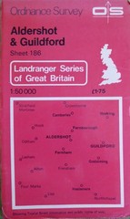 Landranger 186. Aldershot & Guildford. OS 1:50,000 Map. Ordnance Survey. Vintage