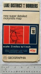 1974 Geographia New Super detailed motorists map 16 Lake District & The Borders