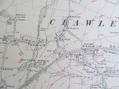 VINTAGE OS MAP OF THE CRAWLEY AREA SUSSEX DATED 1952 SIX INCHES – ONE MILE