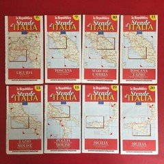 8 CARTINE MAPPE STRADALI – STRADE D’ITALIA De Agostini (1999) LIGURIA SICILIA ++