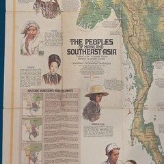 National Geographic The Peoples Of Mainland Southeast Asia Map Vintage 1971