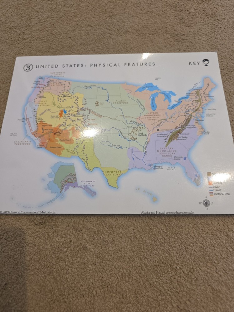 Classical Conversations Cycle 3 United States Laminated Folding Map