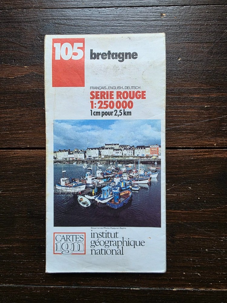 French, English and Dutch Cartes IGN Serie Rouge 1:250000 BRETAGNE map 105