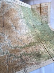 Vintage John Bartholomew Tourist & Cycling Map Mounted On Cloth Harrogate Dales