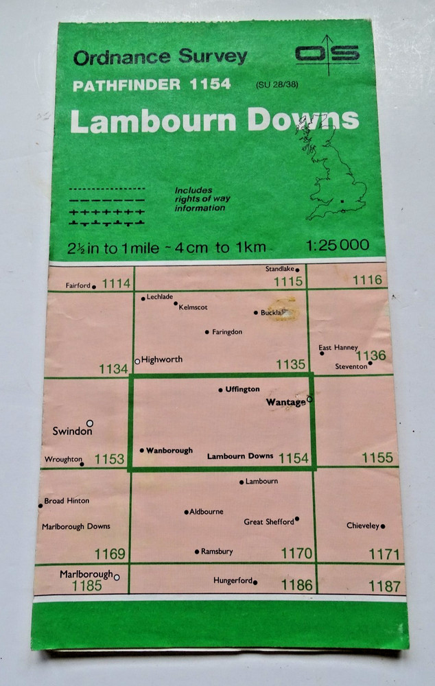 Ordnance Survey Pathfinder 1154 Map – Lambourn Downs – 1:25000 – 1986