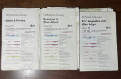 Job Lot 10 Vintage OS MAP LANDRANGER SHEETS, 1970s/1980s England, Scotland
