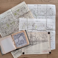 Vintage Ordinance Survey Maps & Binder Of Street Surveys Assorted As Found