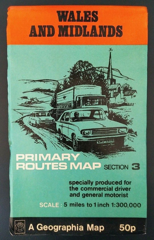 Geographia Primary Routes Map Section 3: Wales and Midlands.
