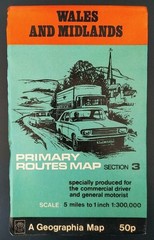 Geographia Primary Routes Map Section 3: Wales and Midlands.