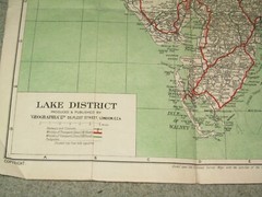 Geographia – Large Scale Road Map of the Lake District; 1920-ish on cloth