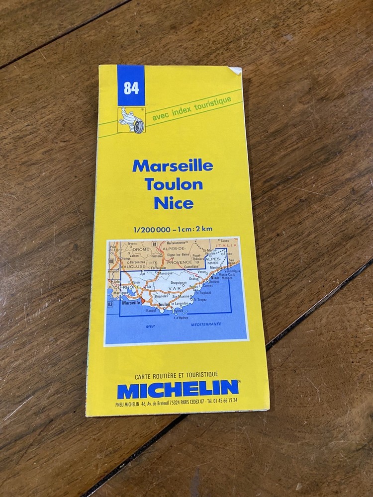 Michelin 84 Marseille Toulon Nice Folding Sheet Map Atlas