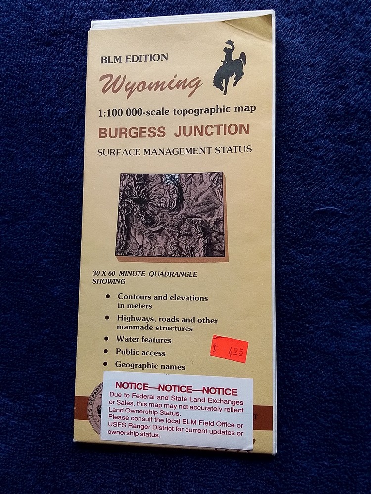 USGS BLM 1991 Burgess Junction WY Surface Management Status Topographic Map