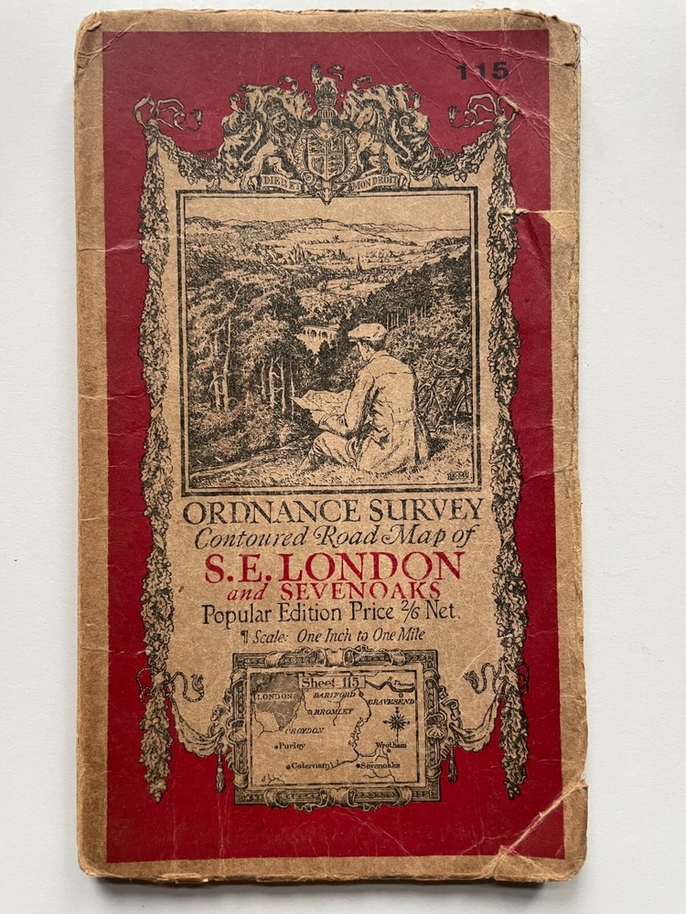 Ordnance Survey Contoured Road Map of S.E. London and Sevenoaks. Popular Edition
