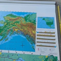 3 in 1 Vintage Rand McNally School Maps California, World & Political 66×50″