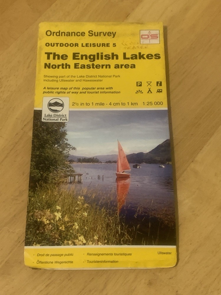 Ordnance Survey Outdoor Leisure 5 English Lakes North Eastern Area Map 1995