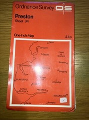 Vintage Ordnance Survey One Inch Preston 1969 Map 94