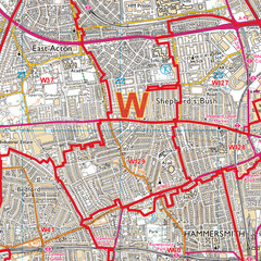 (G118) Map of West London W Postcode Sectors, Poster of West London Postcodes