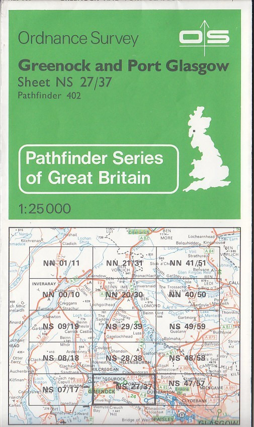 Ordnance Survey Map 1:25,000 Pathfinder Sheet NS 27/37 Greenock & Port Glasgow