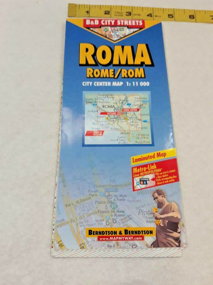 ROMA / ROME LAMINATED CITY CENTER MAP 1:11 000 B&B CITY STREETS