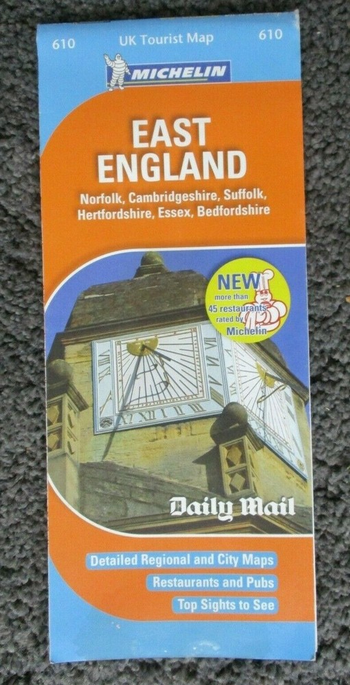Michelin UK Tourist Map No. 610 East England. Folding Paper Map
